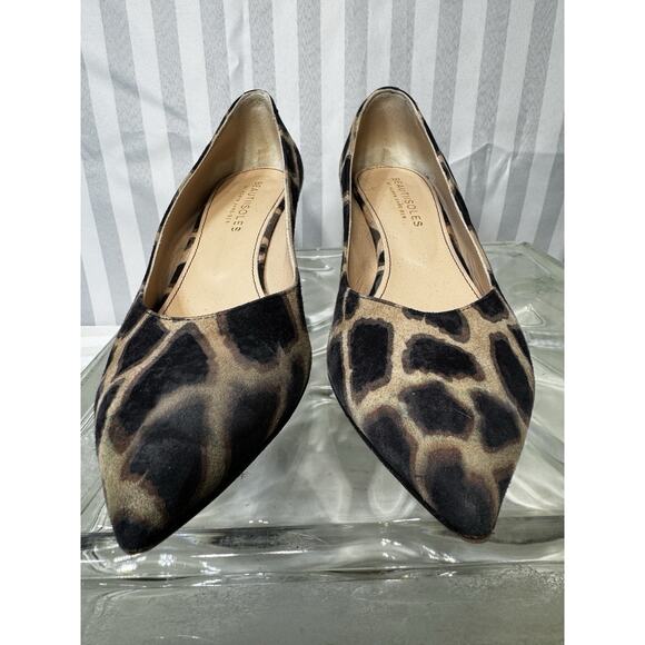 BEAUTIISOLES Leopard Print Suede Pointed Toe Clear Acrylic Heel Sz 8 Club Rave - Picture 3 of 10